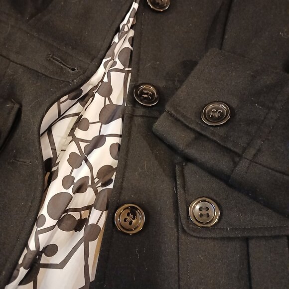 TULLE Black Wool Blend Peacoat S - Picture 2 of 10